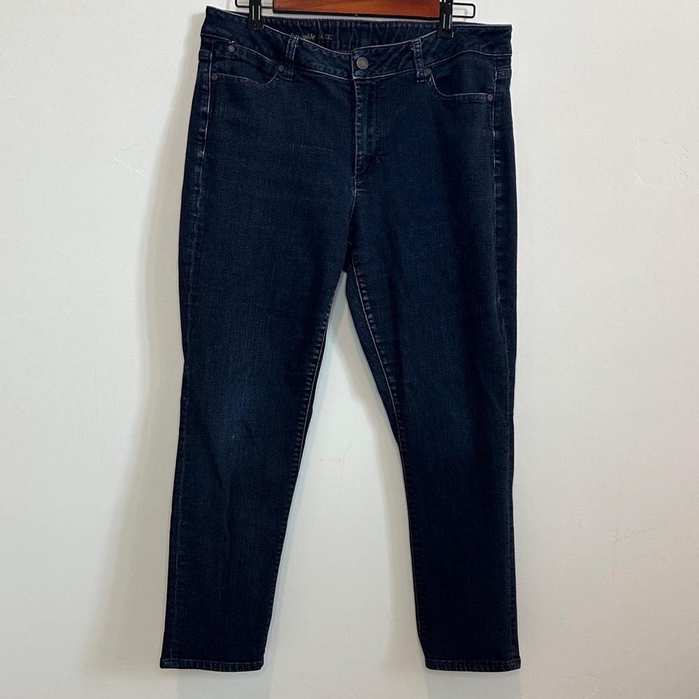Talbots Dark Blue Curvy Slim Ankle Denim Jeans Size 14